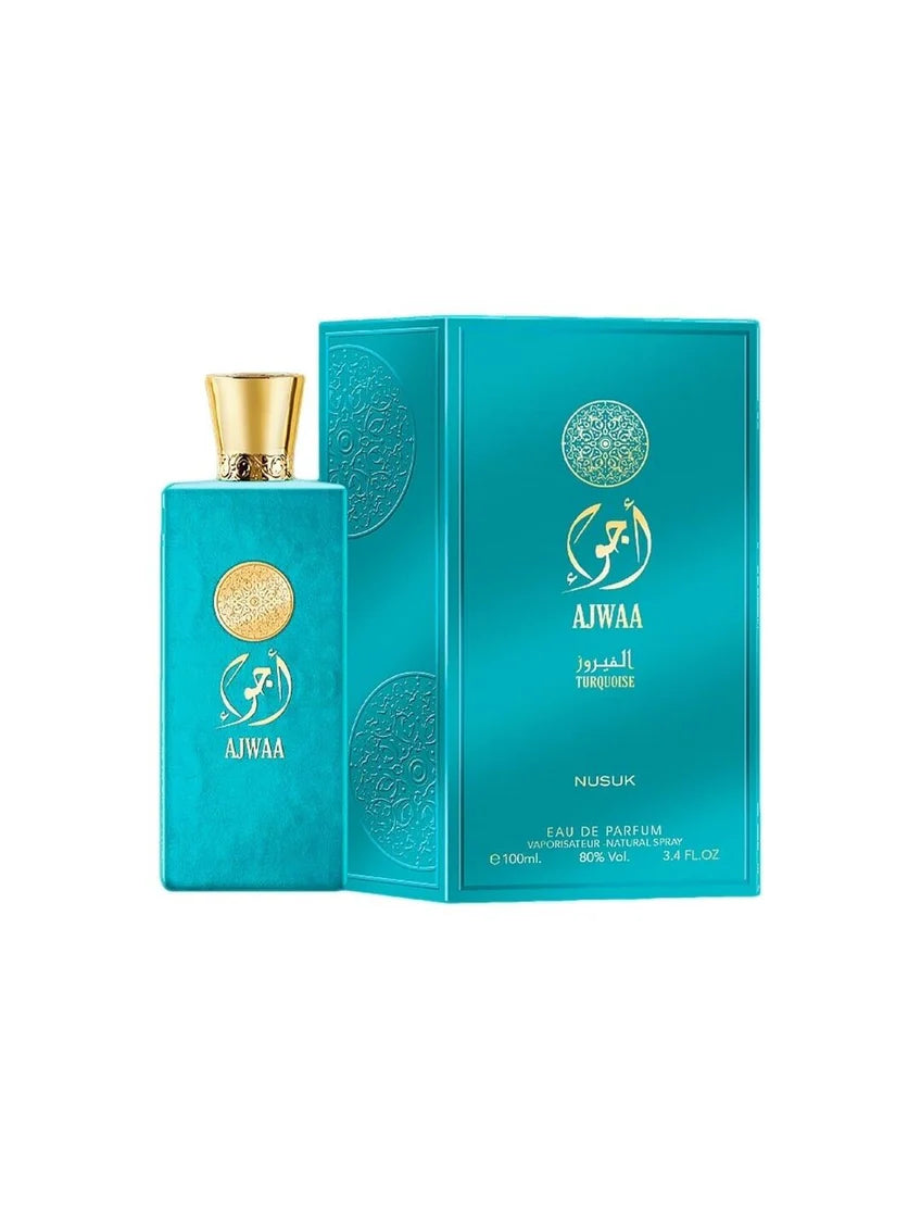 Ajwaa Turquoise Unisex Eau de Parfum 100ml by Nusuk — luxury Arabic fragrance bottle