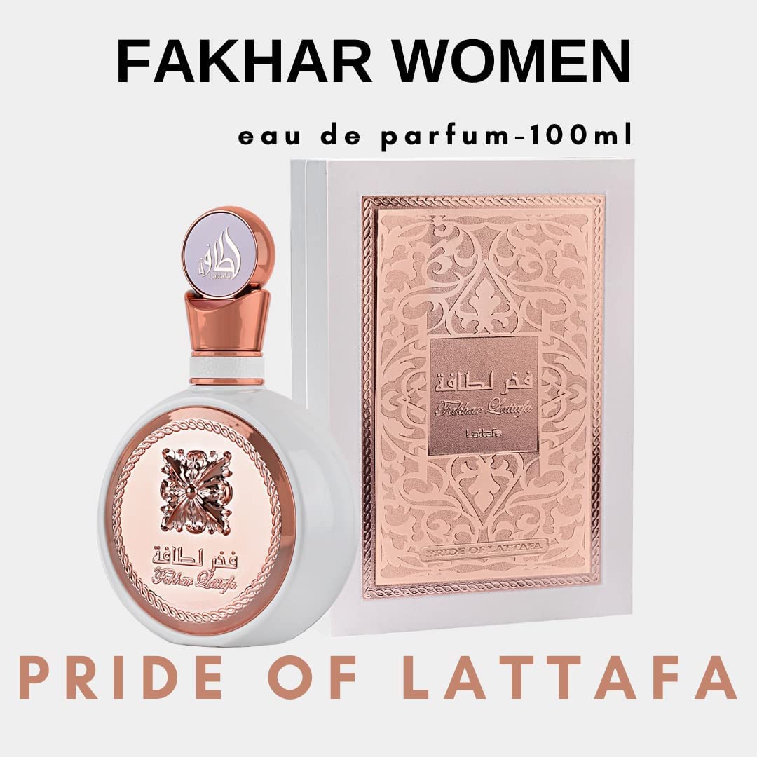 LATTAFA FAKHAR ROSE EAU DE PARFUM FOR WOMEN - 3.4 FL OZ