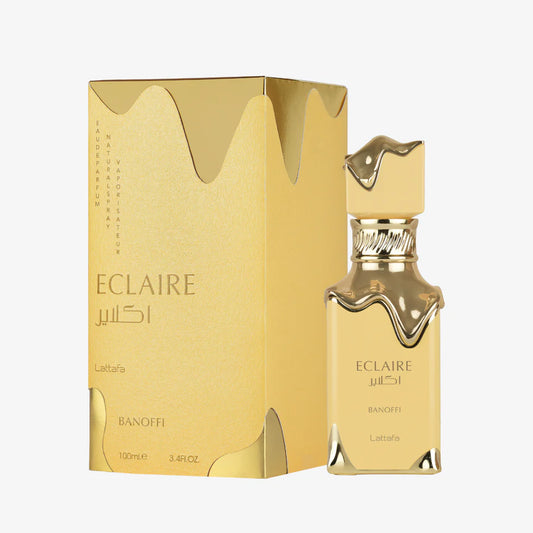 Lattafa Eclaire Banoffi Eau de Parfum 3.4 fl oz - gourmand women's fragrance bottle, banana toffee scent, UAE perfume