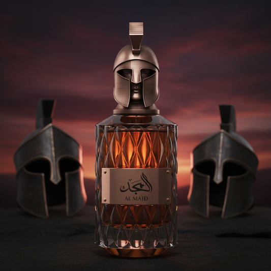 Dark Warrior Sunse tLe Falcone Al Majd Men Extrait de Parfum 3.4 fl oz - bold men's niche fragrance bottle, citrus amber scent, made in Dubai UAE