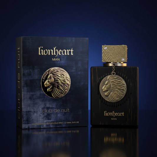 Armaf Lion Heart Eau de Parfum 3.4 fl oz - men's luxury fragrance bottle and box, deep blue edition, UAE perfume