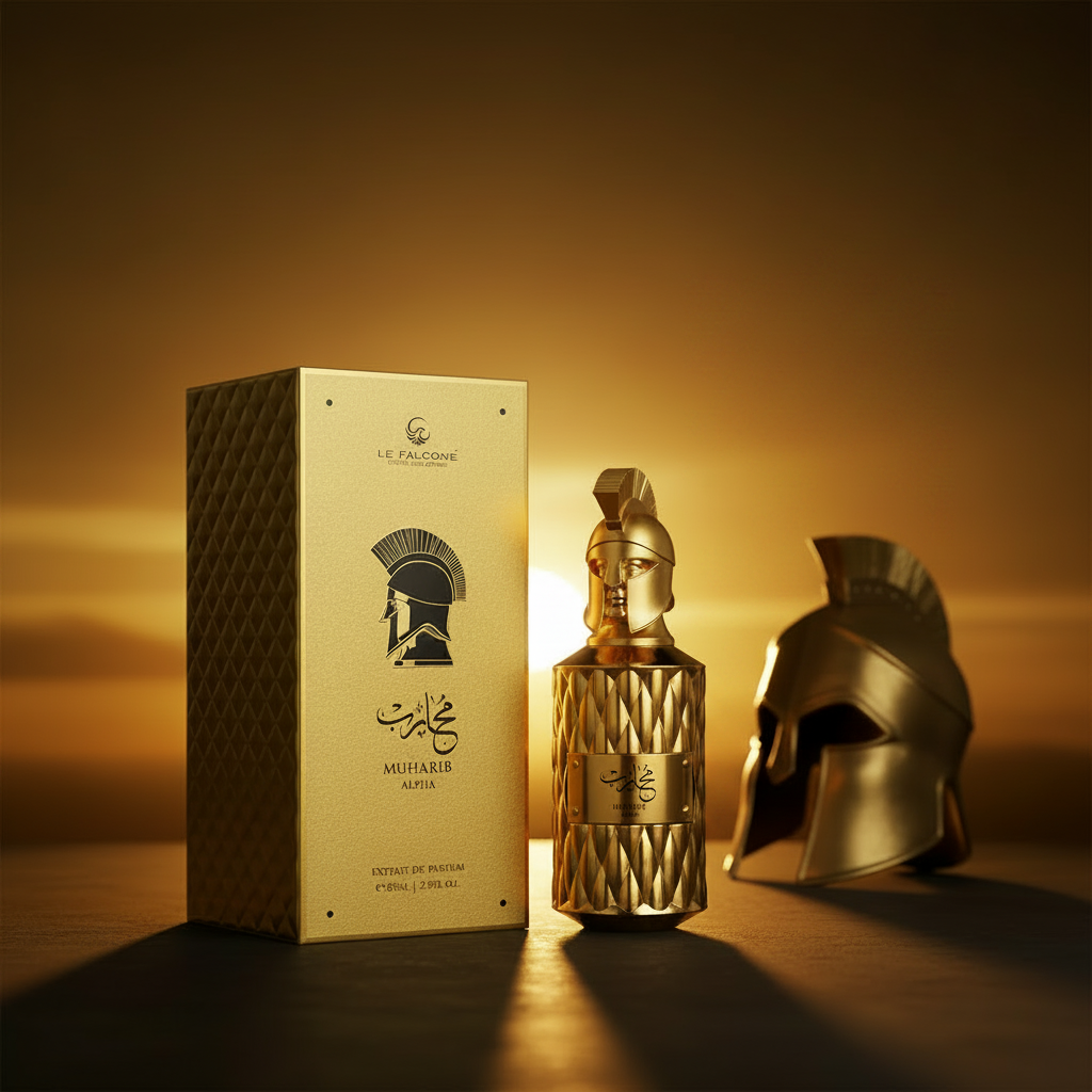 Le Falcone Muharib Alpha Extrait de Parfum 3.4 fl oz - bold men's fragrance bottle, lavender tobacco scent, made in Dubai UAE